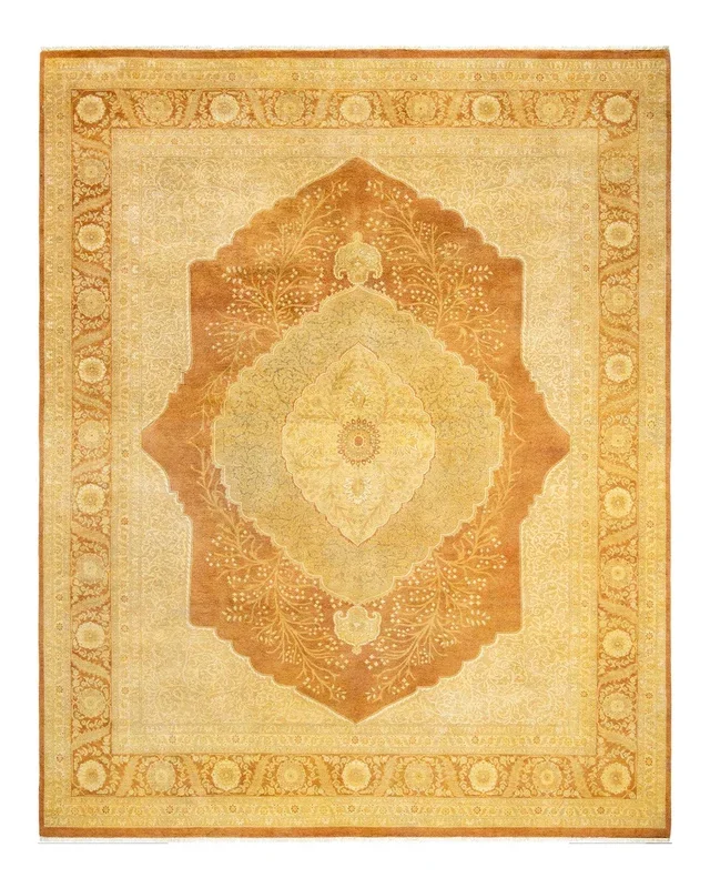 Traditional Hand Knotted Mogul Oriental Orange Area Rug 8′ 4″ x 10′ 3″