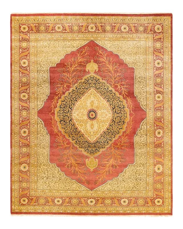 Traditional Hand Knotted Mogul Oriental Orange Area Rug 8′ 4″ x 10′ 5″