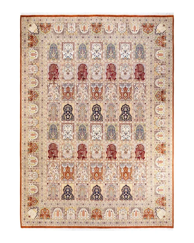 Traditional Hand Knotted Mogul Oriental Orange Area Rug 9′ 0″ x 12′ 4″