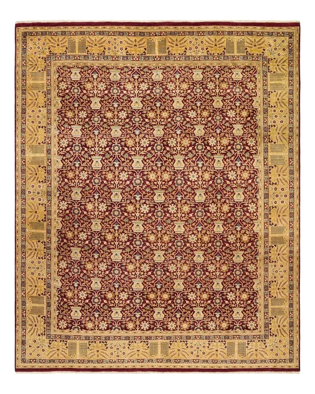 Traditional Hand Knotted Mogul Oriental Red Area Rug 8′ 1″ x 9′ 10″