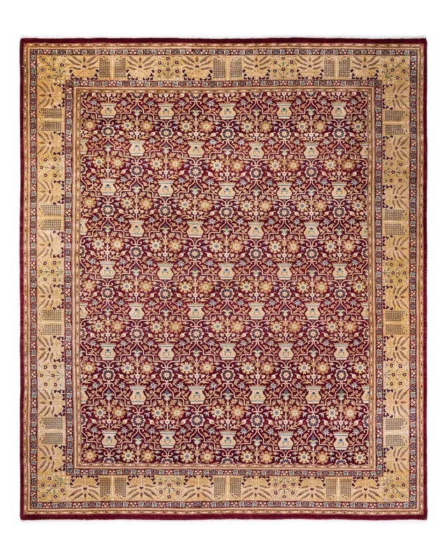 Traditional Hand Knotted Mogul Oriental Red Area Rug 8′ 1″ x 9′ 6″