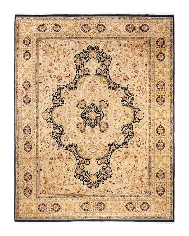 Traditional Hand Knotted Mogul Yellow Area Rug 8′ 1″ x 10′ 7″