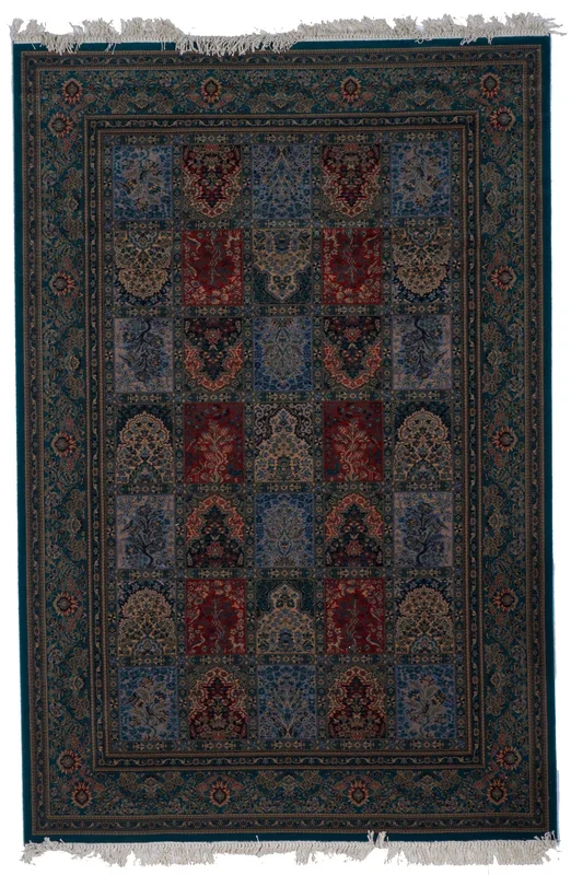 Traditional Machine Made Red Blue Wool Rug 6’7 x 9’10