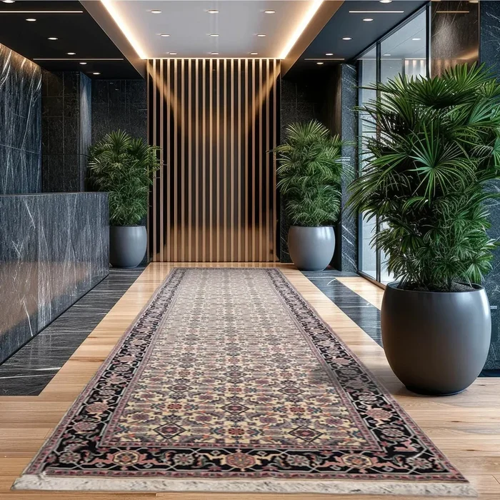 Traditional Palace Runner Hand Knotted Wool Oriental Area rug Ivory 4’2″ x 18′