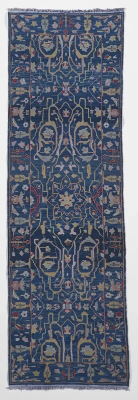 Transitional Flatweave Blue Runner Rug 2’6 x 8′