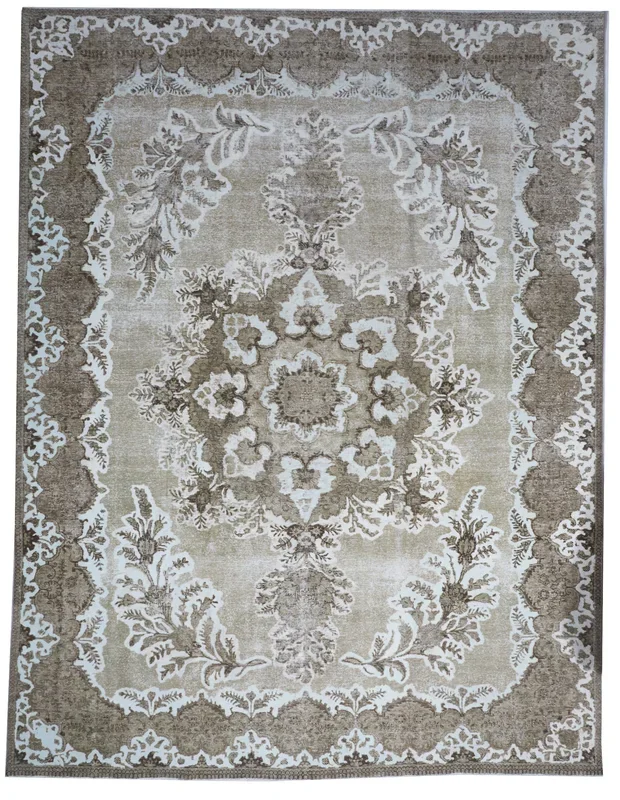 Transitional Overdyed Brown Wool Rug 10′ x 13’1