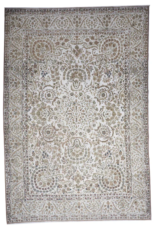 Transitional Overdyed Ivory Tan Wool Rug 9’9 x 14’4