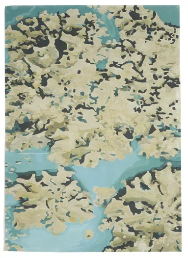Transitional Tufted Aqua Green Rug 5’6 x 7’5