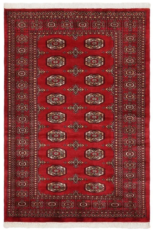 Tribal Bokhara Leticia Red/Beige Wool Rug – 4’1” x 6’2”