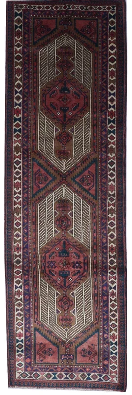 Tribal Handmade Purple Wool Runner Rug 3’3 x 10’10