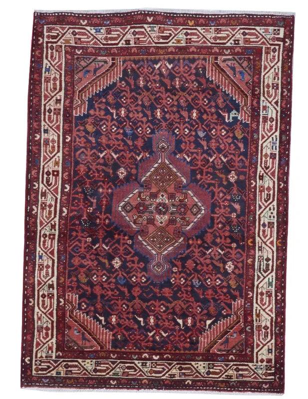 Tribal Handmade Red Wool Rug 3’6 x 5′