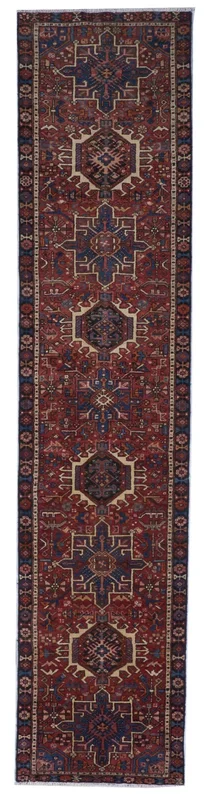 Tribal Heriz Handmade Red Multicolor Wool Runner Rug 2’9 x 12’4
