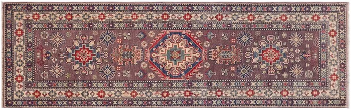 Tribal Kazak Alec Gray/Beige Wool Runner – 2’10” x 8’0”