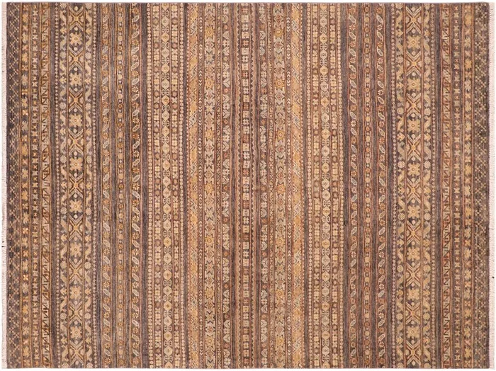 Tribal Khurgeen Yvette Gray/Gold Wool Rug – 5’7” x 7’10”