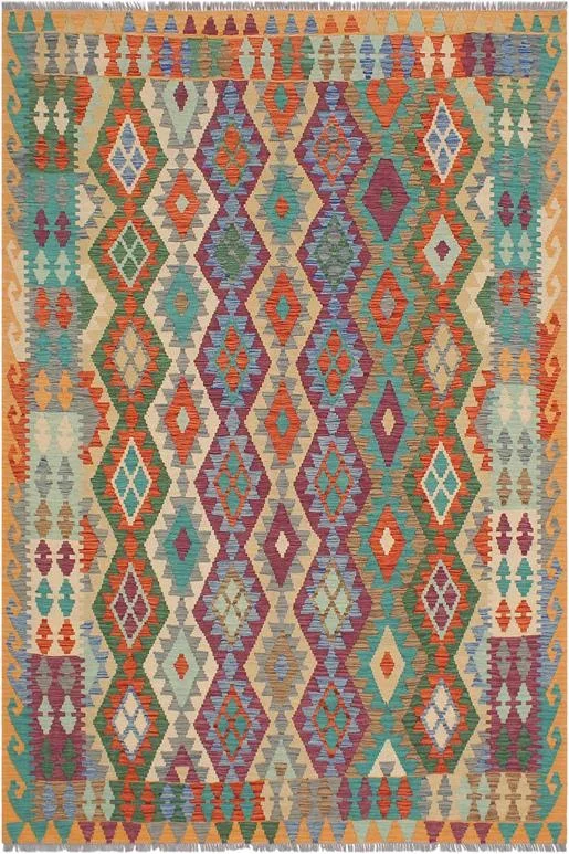 Tribal Turkish Kilim Ashlee Hand-Woven Wool Rug – 5’10” x 7’8”