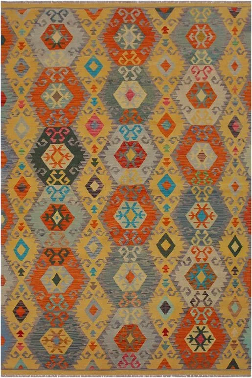 Tribal Turkish Kilim Felice Hand-Woven Wool Rug – 6’7” x 9’10”