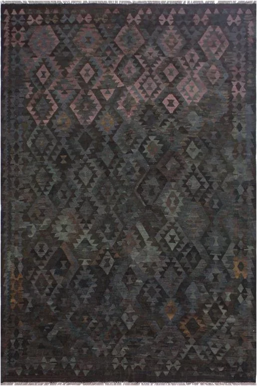 Tribal Turkish Kilim Kristoph Hand-Woven Wool Rug – 6’11” x 9’11”