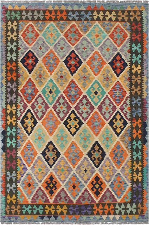 Tribal Turkish Kilim Lavera Hand-Woven Wool Rug – 5’6” x 7’7”