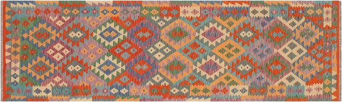 Tribal Turkish Kilim Muoi Hand-Woven Wool Runner – 2’10” x 9’6”