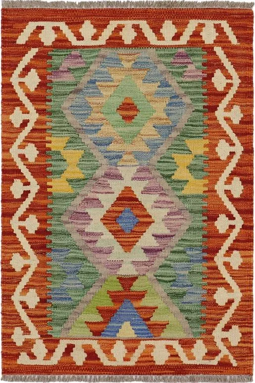 Tribal Turkish Kilim Soren Hand-Woven Wool Rug – 1’10” x 2’10”