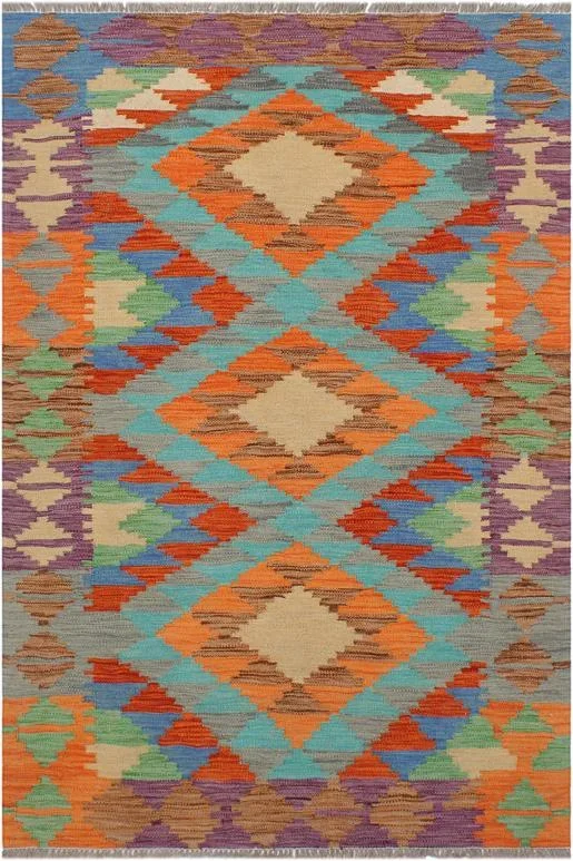 Tribal Turkish Kilim Tabatha Hand-Woven Wool Rug – 3’3” x 4’10”