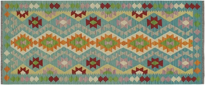 Tribal Turkish Kilim Wright Hand-Woven Wool Runner – 2’8” x 6’5”