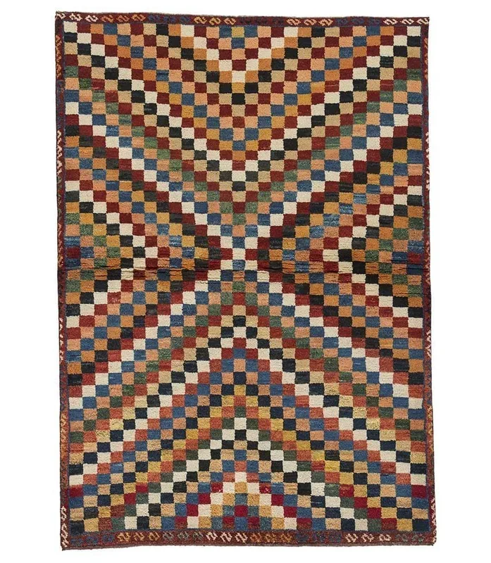 TUFENKIAN PERSIAN GABBEH NOMAD MULTI CHECKERBOARD 4′ 0″ X 5′ 8″
