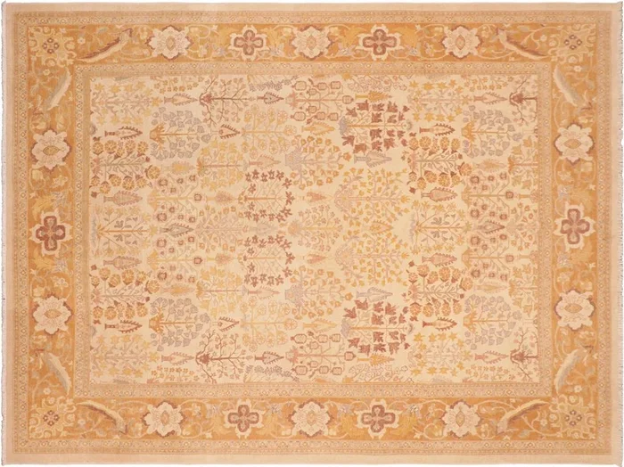 Turkish Knotted Istanbul Agueda Beige/Brown Wool Rug – 8’1” x 10’3”