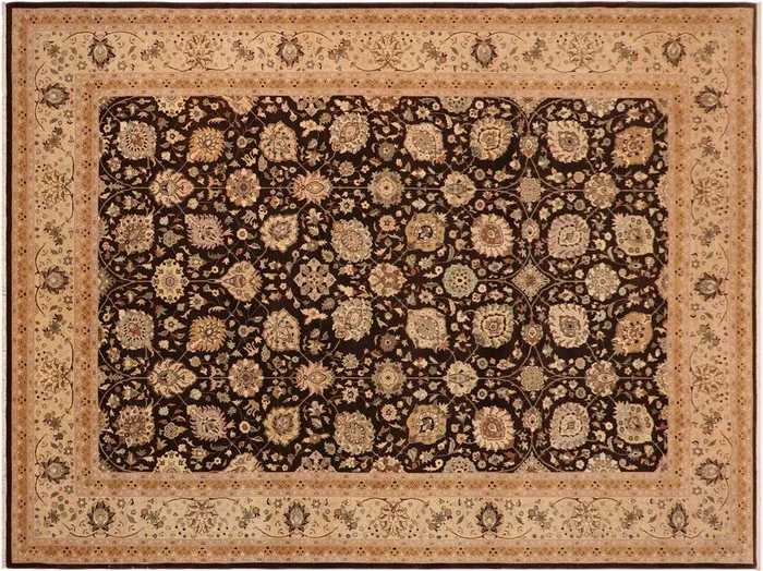 Turkish Knotted Istanbul Dorthy Brown/Tan Wool Rug – 10’4” x 14’0”