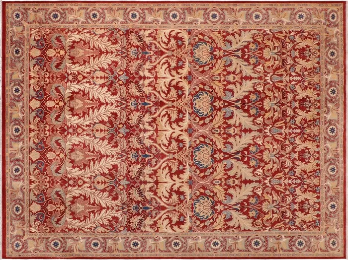 Turkish Knotted Istanbul Elisa Red/Tan Wool Rug – 10’0” x 13’8”