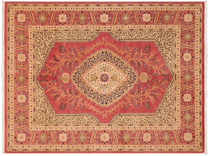 Turkish Knotted Istanbul Luke Rust/Gold Wool Rug – 4’10” x 5’11”