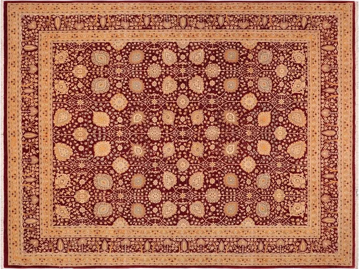 Turkish Knotted Istanbul Marlene Red/Gold Wool Rug – 8’5” x 10’4”