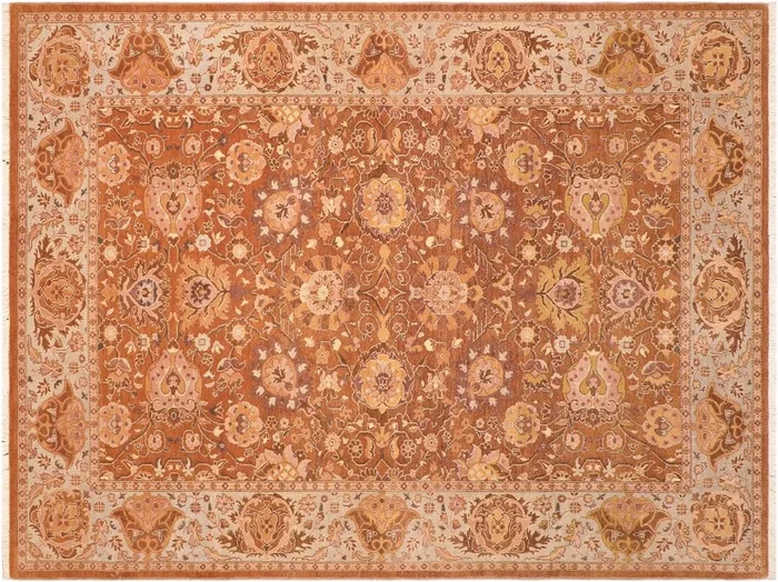 Turkish Knotted Istanbul Zula Brown/Blue Wool Rug – 6’1” x 9’1”