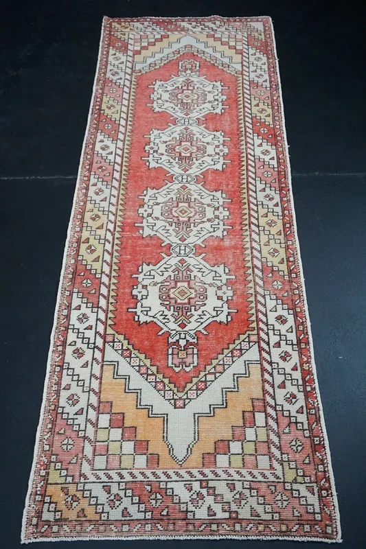 Turkish Oushak Runner 3’1 x 9’2 Red + Cream ‘2776