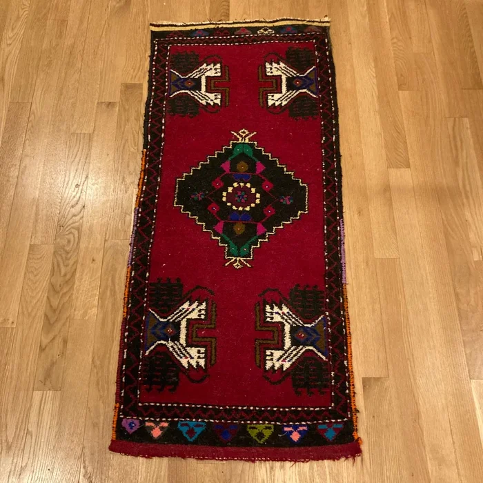 Turkish Rug, 1′ 8 x 3′ 10 Red