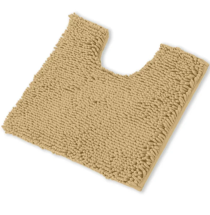U-Shaped Contoured Rug for Around Toilet, Super Absorbent Bath Rug, Machine Wash & Dry, 20 x 20, Beige