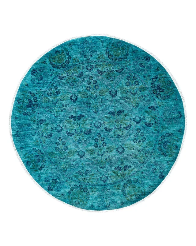 Vibrance, One-of-a-Kind Hand-Knotted Area Rug – Blue, 6′ 1″ x 6′ 1″