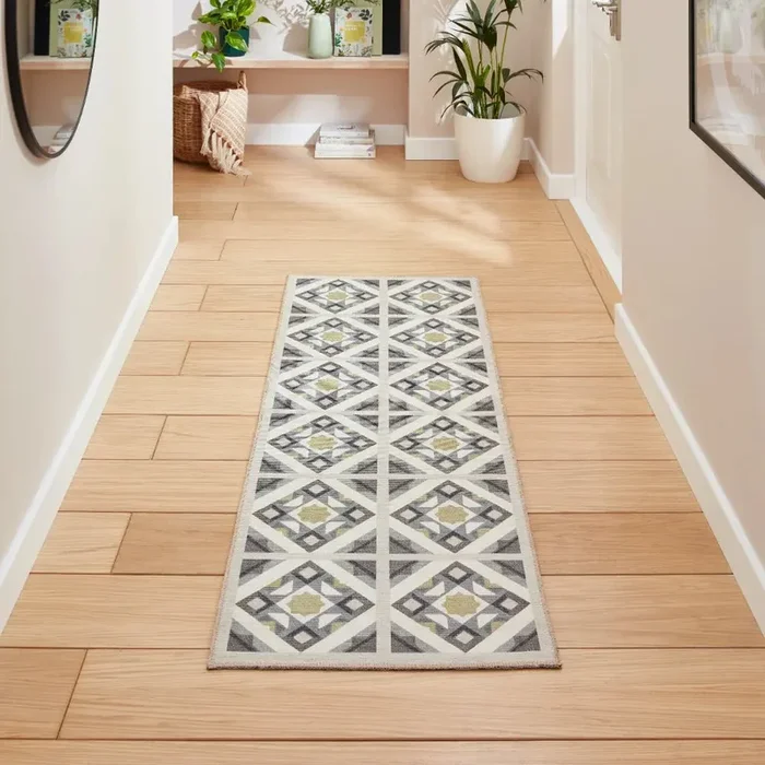 Victoria H1187 Grey/Yellow Washable Rug