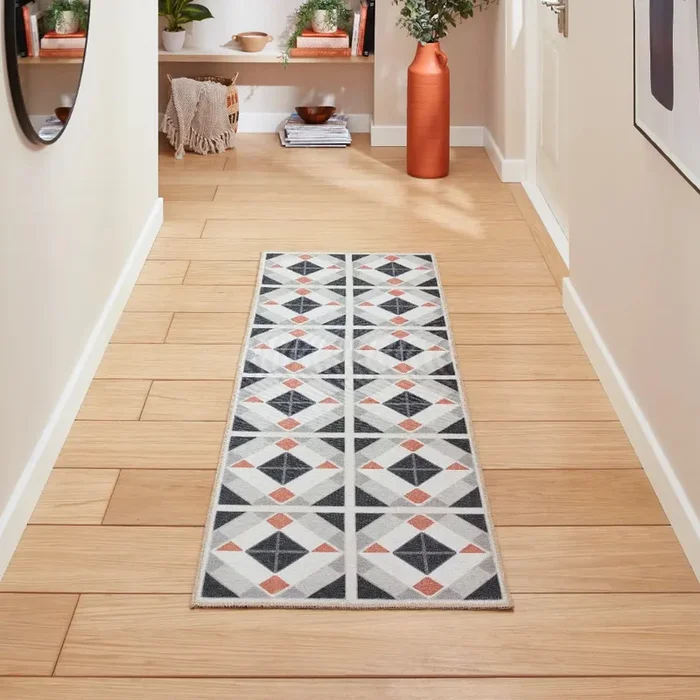 Victoria H1190 Grey/Orange Washable Rug