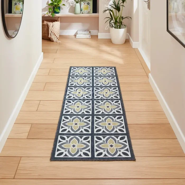 Victoria H1191 Grey/Yellow Washable Rug