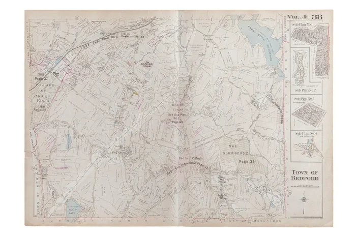 Vintage 1930s Bedford Center NY Bedford Hills Map