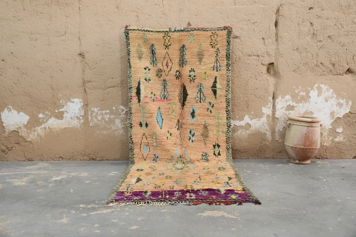 Vintage 1970s Handwoven Boujaad Rug, 350 x 135 cm, V-149