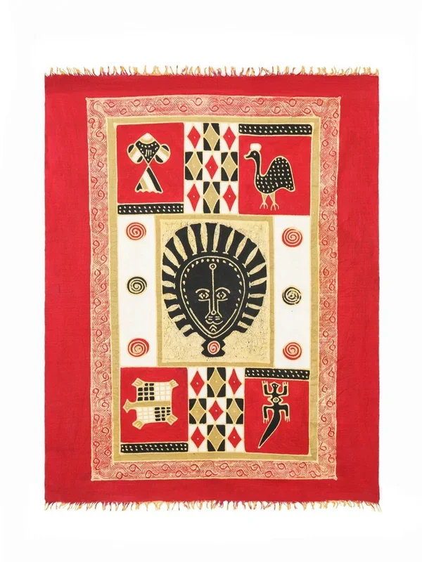 Vintage African Batik Textile Painting 6′ x 4’8″