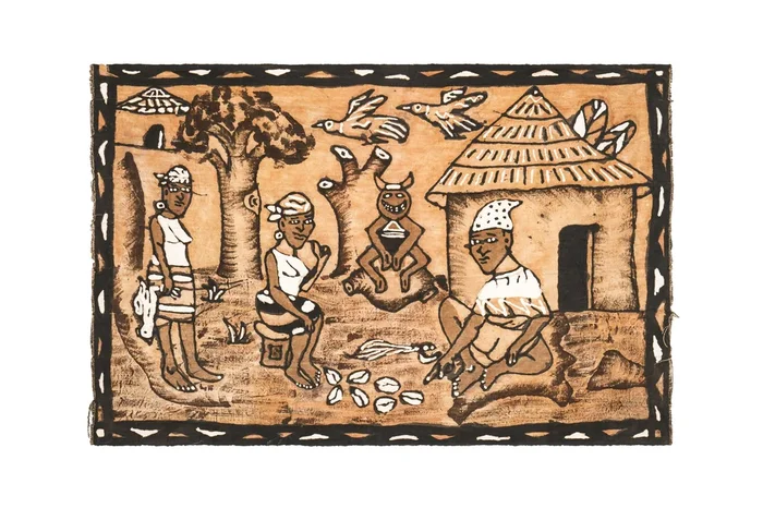 Vintage African Hand Painted Textile 6′ x 4′