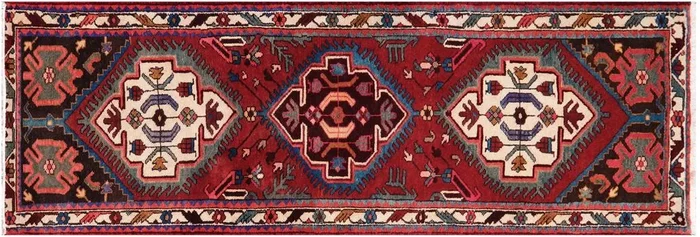 Vintage Antique Tabriz Annika Red Beige Hand Knotted Wool Runner- 3’2” x 9’0”