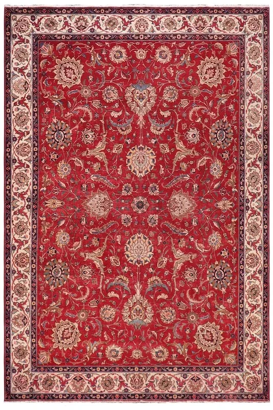 Vintage Antique Tabriz Butler Red/Beige Wool Rug – 10’3” x 13’2”