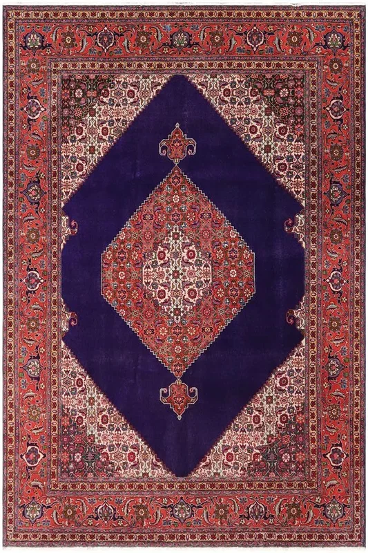 Vintage Antique Tabriz Shyanne Blue Rust Hand Knotted Wool Rug- 9’7” x 12’6”