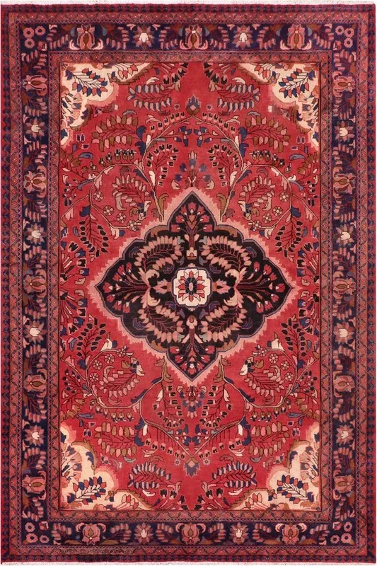 Vintage Antique Tabriz West Red Blue Hand Knotted Wool Rug- 7’5” x 10’3”