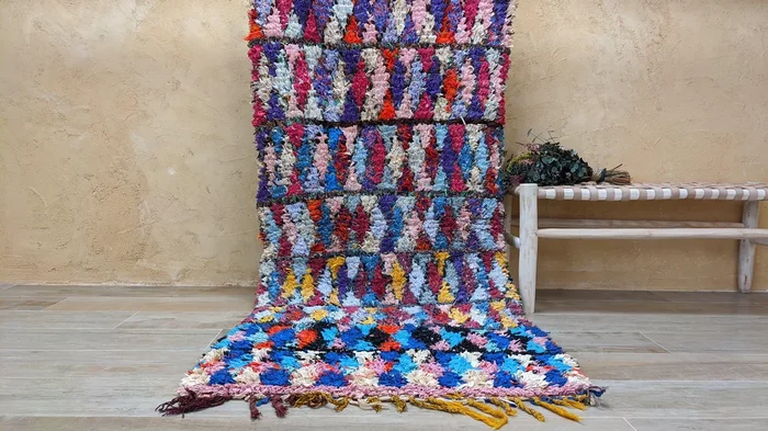 Vintage Boucherouite Rug – 185 x 90 cm || 6.07 x 2.95 feet