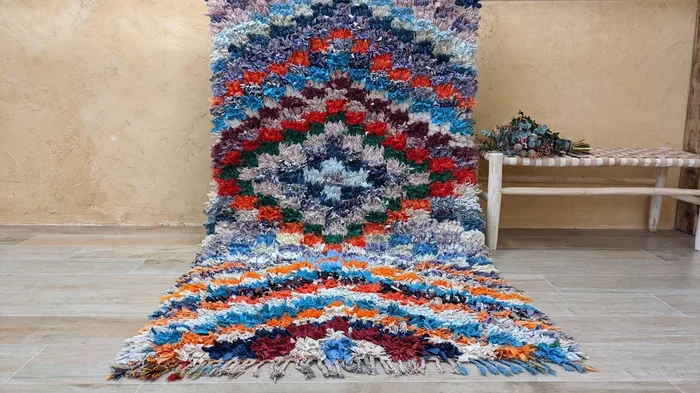 Vintage Boucherouite Rug – 215 x 115 cm || 7.05 x 3.77 feet